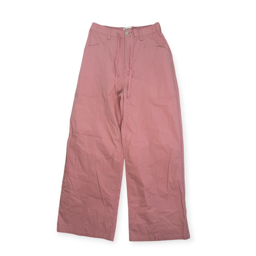 No Boundaries Womens Pink Wide Leg Utility Cargo Pants Size M 8-10 Drawstring